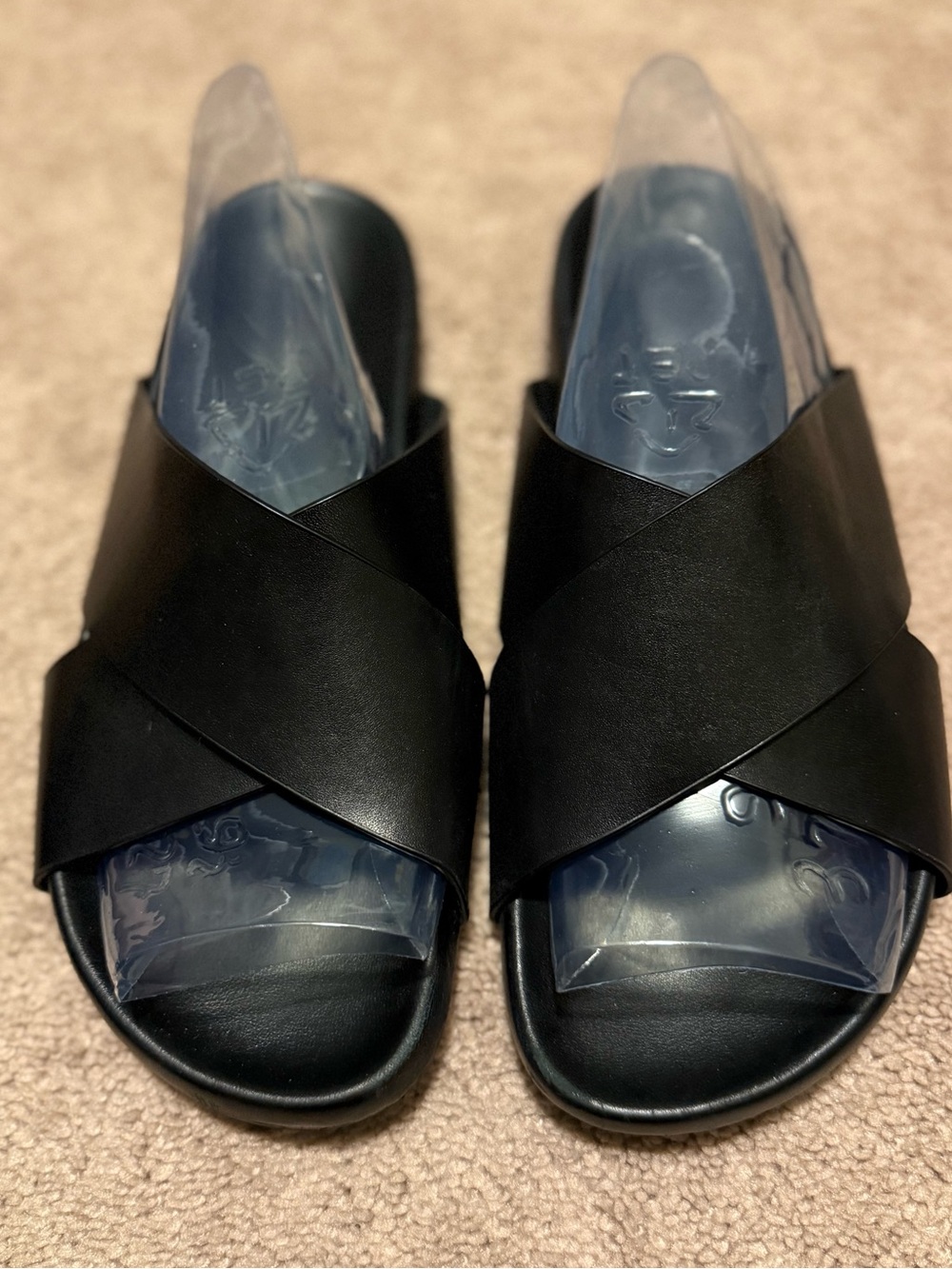 NWOT J.Crew Black Slide Sandals - Sleek Cross Strap Design Never Worn Sz 9